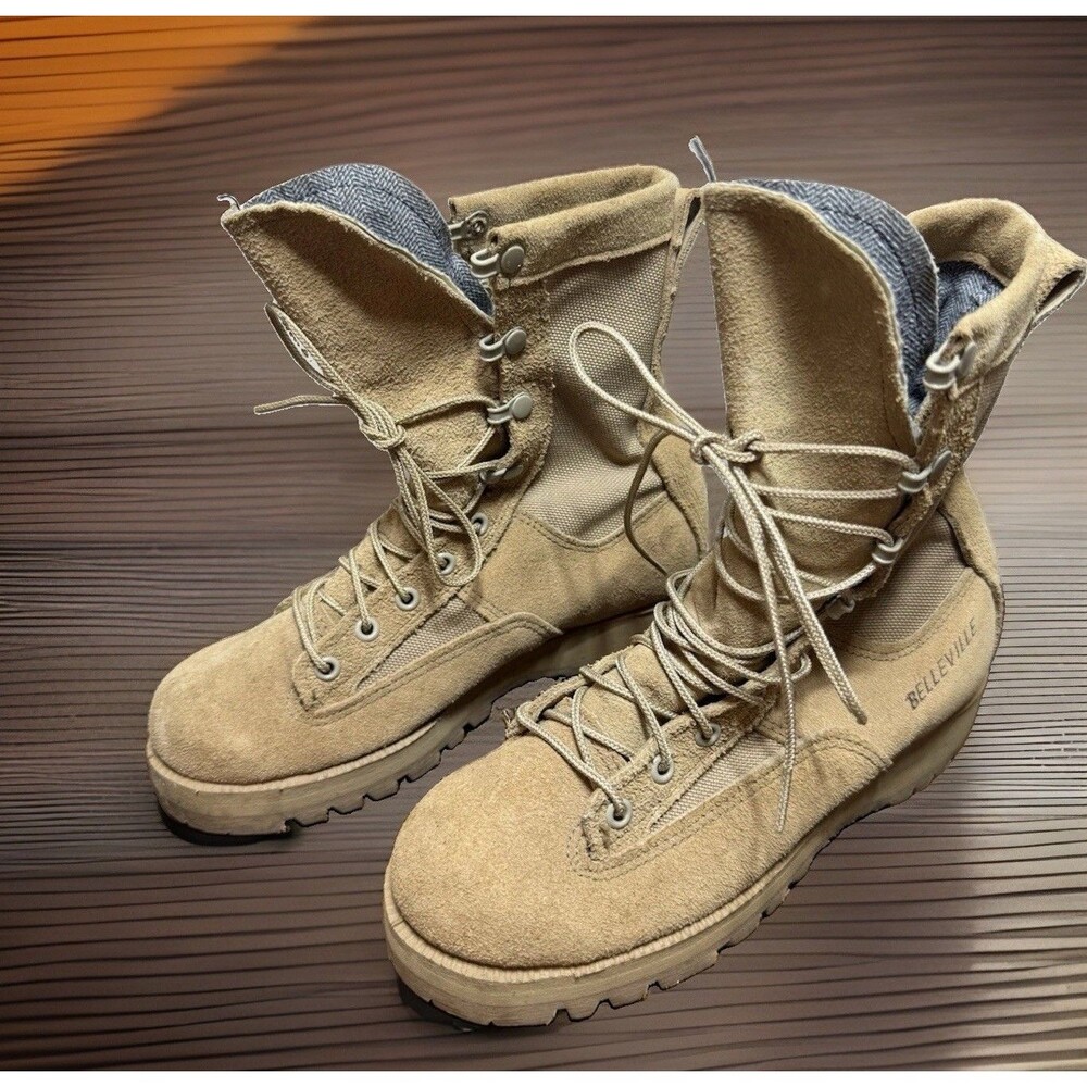 Bellville 790G USA Desert Tan Combat Goretex Military Boots Sz 3.5 XW Rugged